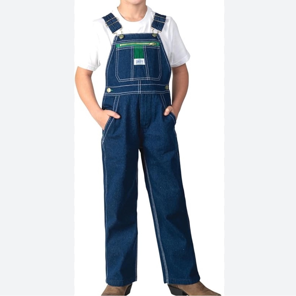 Liberty Denim Overalls with Green Trim Youth